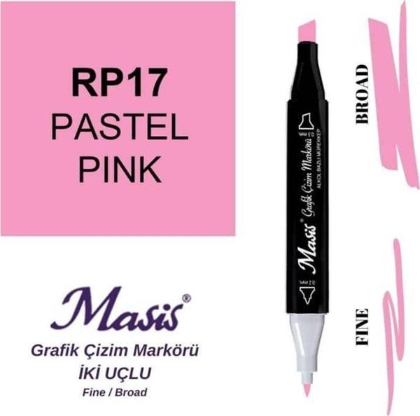 Masis Çift Uçlu Marker Grafik Çizim Kalemi 17 Pastel Pembe - Image 1