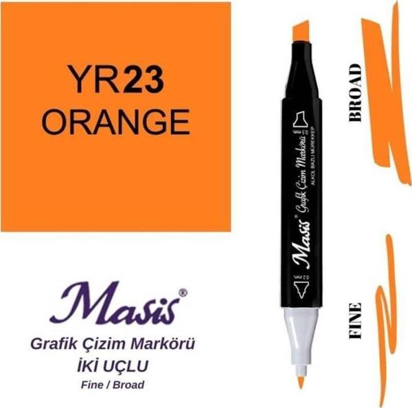 Masis Çift Uçlu Marker Grafik Çizim Kalemi 23 Turuncu - Image 1