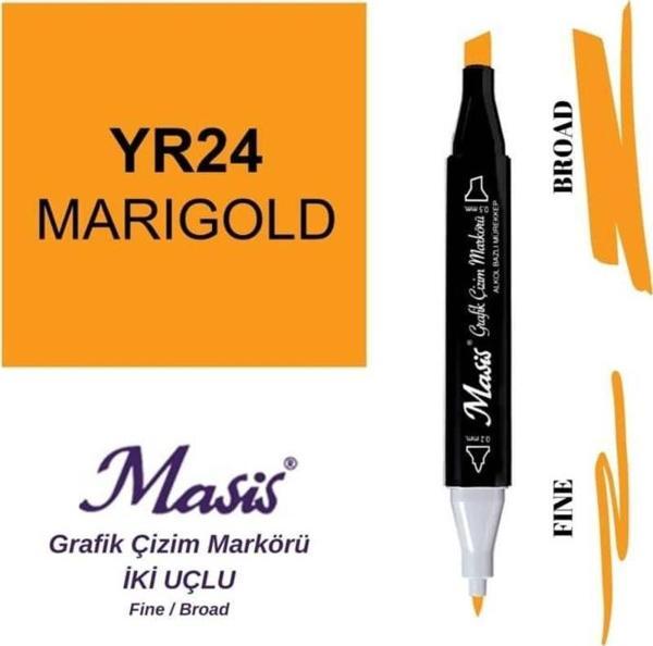 Masis Çift Uçlu Marker Grafik Çizim Kalemi 24 Kadife Çiçeği - Image 1