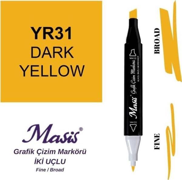 Masis Çift Uçlu Marker Grafik Çizim Kalemi 31 Yoğun Sarı - Image 1
