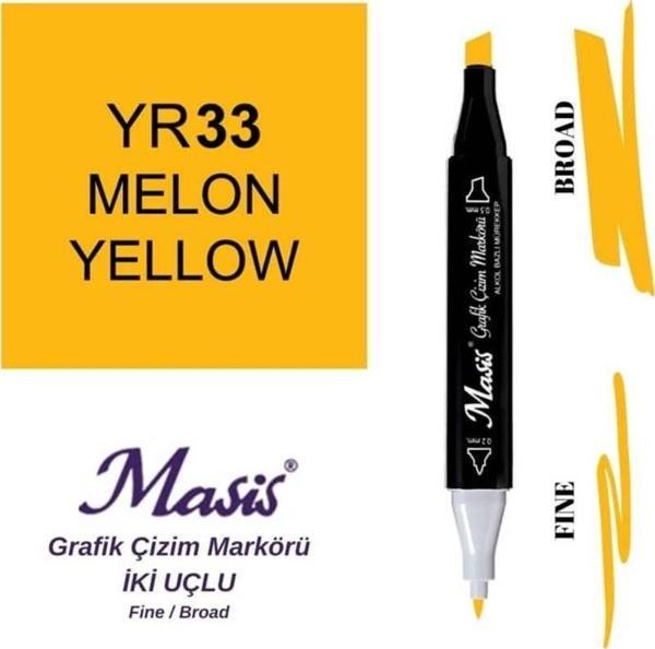 Masis Çift Uçlu Marker Grafik Çizim Kalemi 33 Kavun Sarı - Image 1