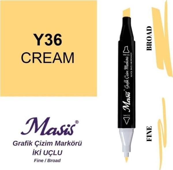 Masis Çift Uçlu Marker Grafik Çizim Kalemi 36 Krem - Image 1