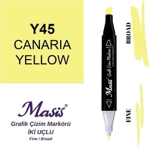Masis Çift Uçlu Marker Grafik Çizim Kalemi 45 Kanarya Sarı - Image 1