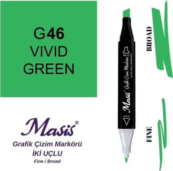 Masis Çift Uçlu Marker Grafik Çizim Kalemi 46 Parlak Yeşil - Image 1