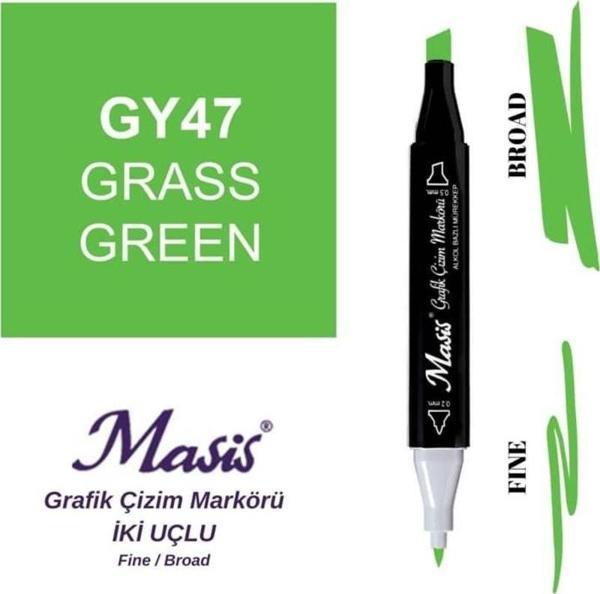 Masis Çift Uçlu Marker Grafik Çizim Kalemi 47 Çimen Yeşili - Image 1