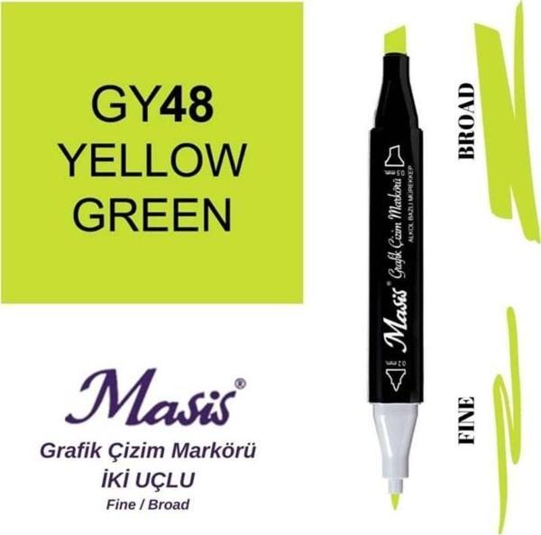Masis Çift Uçlu Marker Grafik Çizim Kalemi 48 Sarımsı Yeşil - Image 1