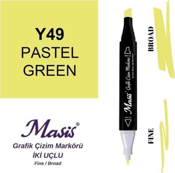 Masis Çift Uçlu Marker Grafik Çizim Kalemi 49 Pastel Yeşil - Image 1