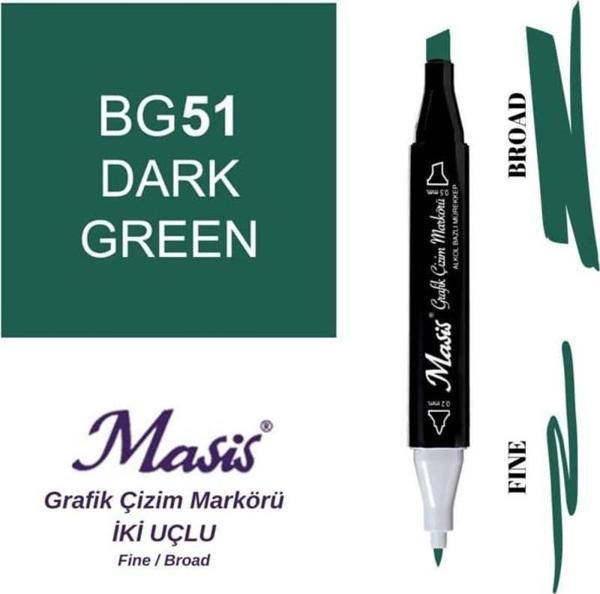 Masis Çift Uçlu Marker Grafik Çizim Kalemi 51 Yoğun Yeşil - Image 1