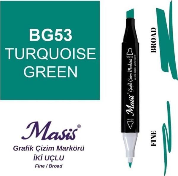 Masis Çift Uçlu Marker Grafik Çizim Kalemi 53 Turkuaz Yeşil - Image 1