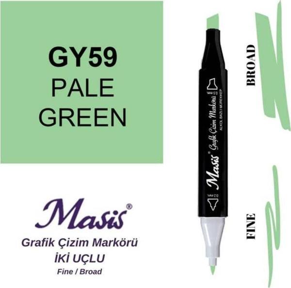 Masis Çift Uçlu Marker Grafik Çizim Kalemi 59 Açık Yeşil - Image 1