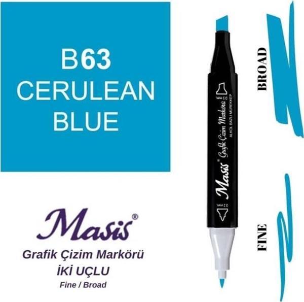 Masis Çift Uçlu Marker Grafik Çizim Kalemi 63 Yeşilimsi Mavi - Image 1