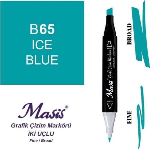 Masis Çift Uçlu Marker Grafik Çizim Kalemi 65 Buz Mavi - Image 1