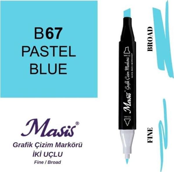 Masis Çift Uçlu Marker Grafik Çizim Kalemi 67 Pastel Mavi - Image 1