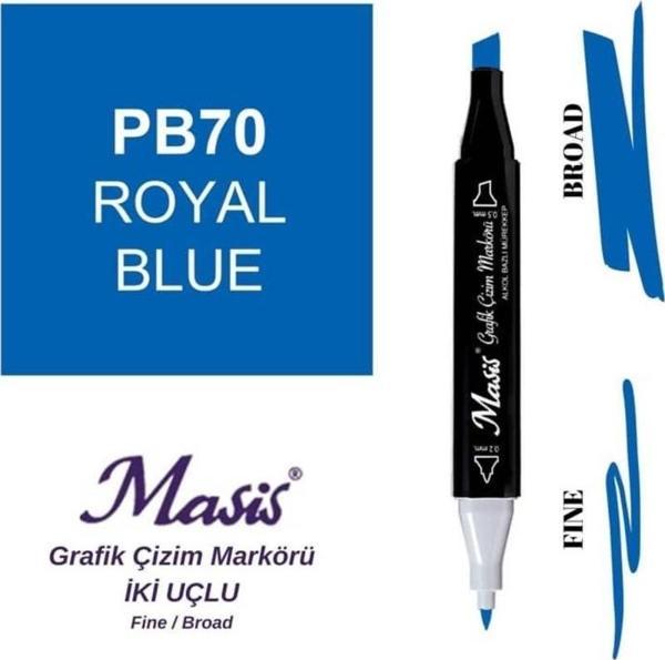 Masis Çift Uçlu Marker Grafik Çizim Kalemi 70 Selçuklu Mavisi - Image 1