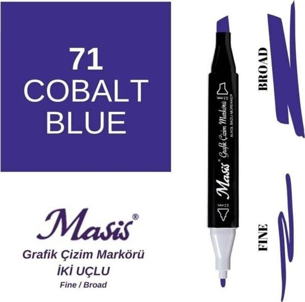 Masis Çift Uçlu Marker Grafik Çizim Kalemi 71 Kobalt Mavi - Image 1