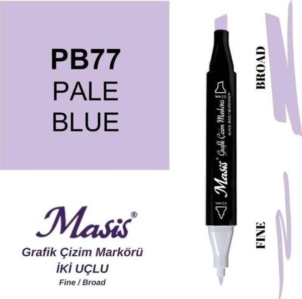 Masis Çift Uçlu Marker Grafik Çizim Kalemi 77 Duman Mavi - Image 1