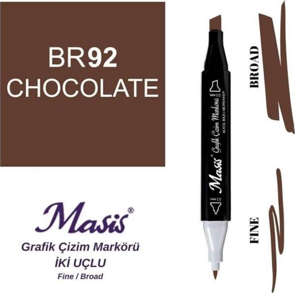 Masis Çift Uçlu Marker Grafik Çizim Kalemi 92 Çikolata - Image 1