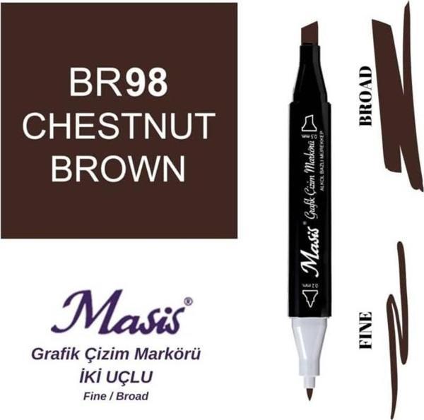 Masis Çift Uçlu Marker Grafik Çizim Kalemi 98 Kestane Kahve - Image 1
