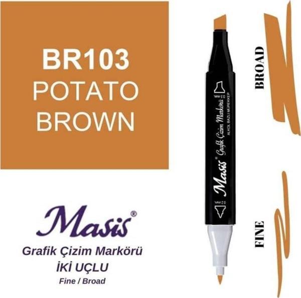 Masis Çift Uçlu Marker Grafik Çizim Kalemi 103 Patates Kahve - Image 1