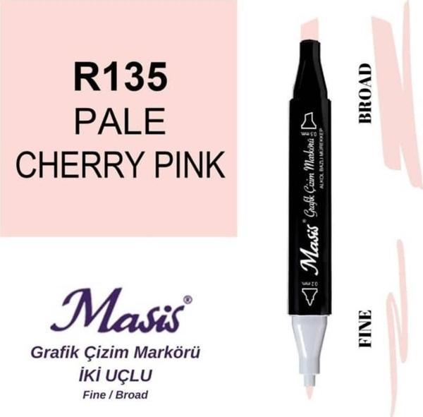 Masis Çift Uçlu Marker Grafik Çizim Kalemi 135 Açık Kiraz Pembe - Image 1