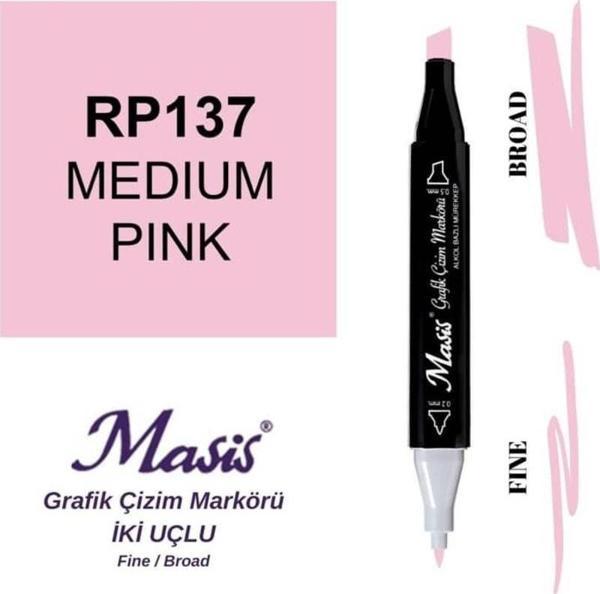 Masis Çift Uçlu Marker Grafik Çizim Kalemi 137 Pembe - Image 1