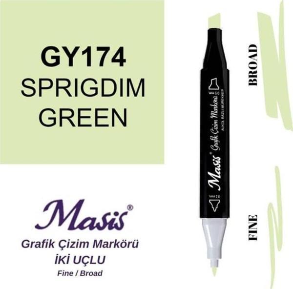 Masis Çift Uçlu Marker Grafik Çizim Kalemi 174 Koyu Mat Yeşil - Image 1