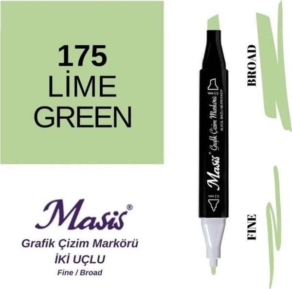 Masis Çift Uçlu Marker Grafik Çizim Kalemi 175 Limon Yeşil - Image 1