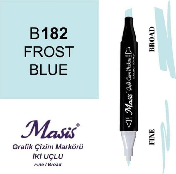 Masis Çift Uçlu Marker Grafik Çizim Kalemi 182 Donuk Mavi - Image 1