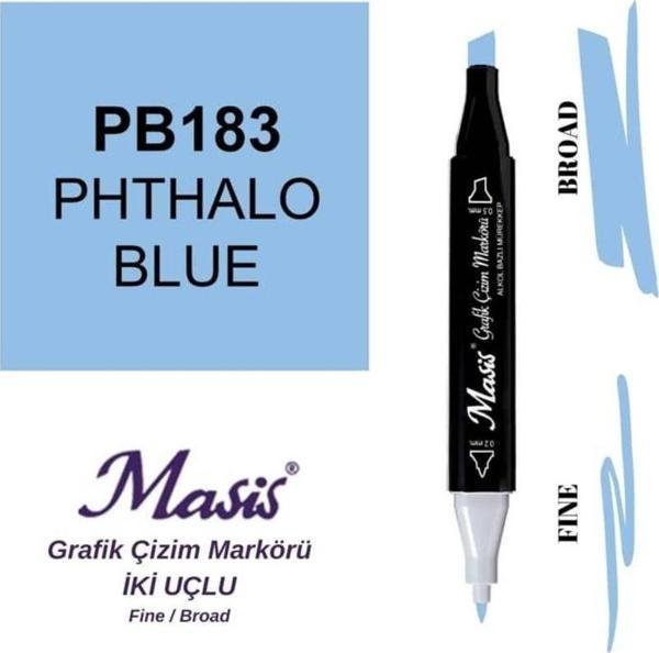 Masis Çift Uçlu Marker Grafik Çizim Kalemi 183 Fitalo Mavi - Image 1