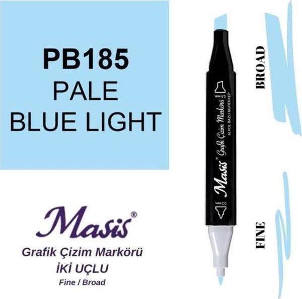 Masis Çift Uçlu Marker Grafik Çizim Kalemi 185 Mat Açık Mavi - Image 1