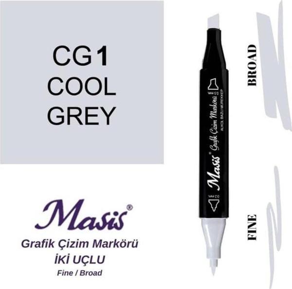 Masis Çift Uçlu Marker Grafik Çizim Kalemi CG1 Soğuk Gri - Image 1