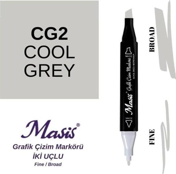Masis Çift Uçlu Marker Grafik Çizim Kalemi CG2 SoğuK Gri - Image 1