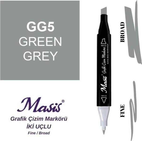 Masis Çift Uçlu Marker Grafik Çizim Kalemi GG5 Yeşilimsi Gri - Image 1