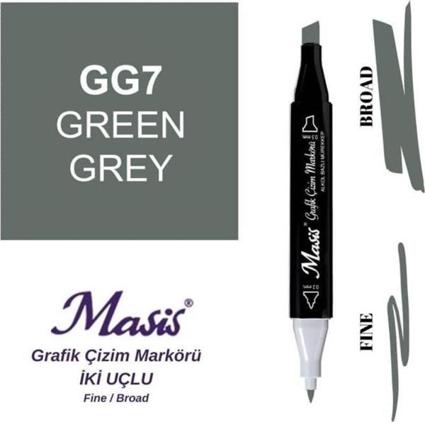 Masis Çift Uçlu Marker Grafik Çizim Kalemi GG7 Yeşilimsi Gri - Image 1