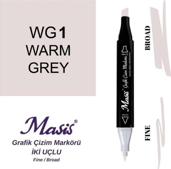 Masis Çift Uçlu Marker Grafik Çizim Kalemi WG1 Sıcak Gri - Image 1