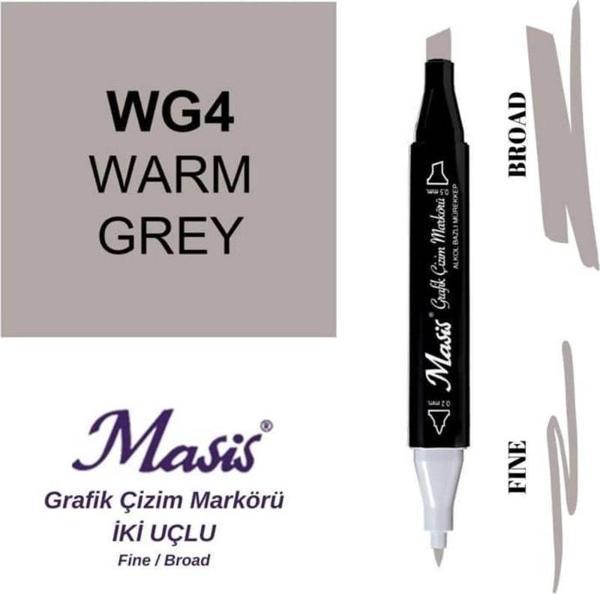 Masis Çift Uçlu Marker Grafik Çizim Kalemi WG4 Sıcak Gri - Image 1