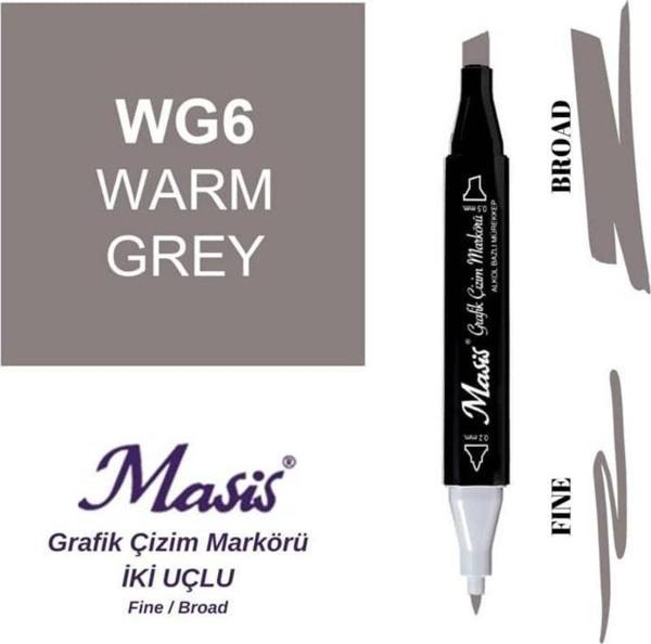 Masis Çift Uçlu Marker Grafik Çizim Kalemi WG6 Sıcak Gri - Image 1