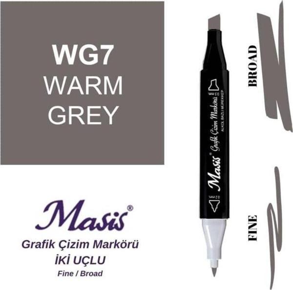 Masis Çift Uçlu Marker Grafik Çizim Kalemi WG7 Sıcak Gri - Image 1