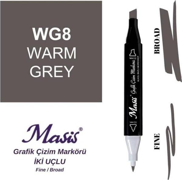 Masis Çift Uçlu Marker Grafik Çizim Kalemi WG8 Sıcak Gri - Image 1