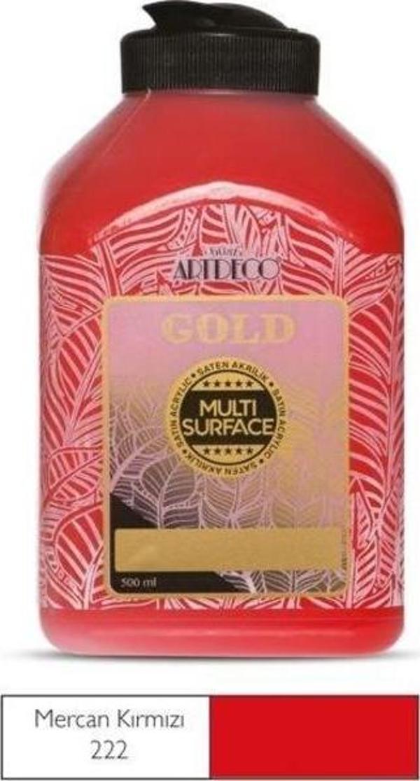 Artdeco Gold Multi Surface Akrilik Boya 500 ml. 222 MERCAN KIRMIZI - Image 1