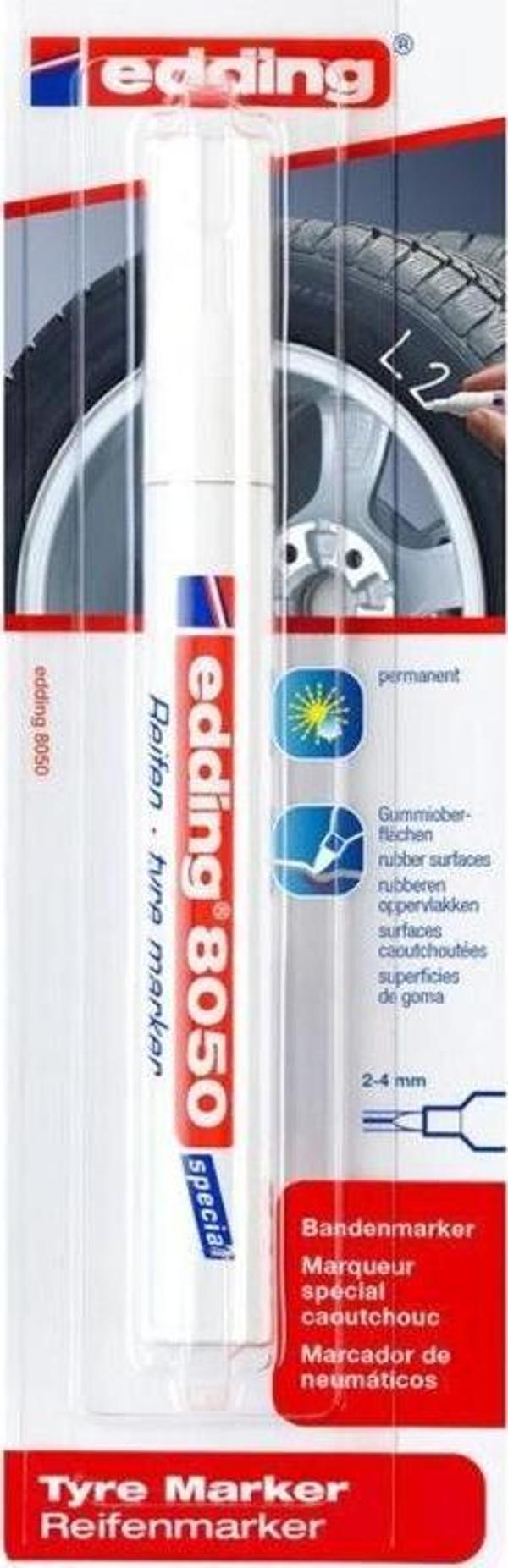 Edding 8050 Lastik Kalemi 2-4 mm BEYAZ - Image 1