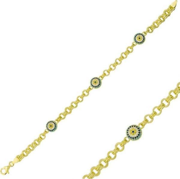 Himarry ​925 Ayar Gümüş Gold Sosyete Gözlü Zincir Bileklik - Image 1