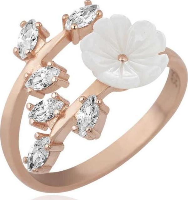 Himarry ​925 Ayar Gümüş Rose Beyaz Bahar Çiçeği Yüzük - Image 1