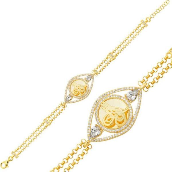Himarry 925 Ayar Gümüş Gold Kaplama Tuğralı Kadın Bileklik - Image 1