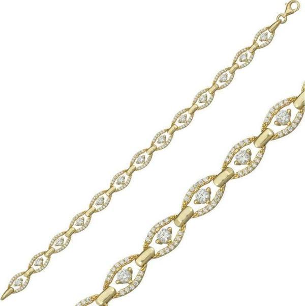 Himarry 925 Ayar Gümüş Gold Oval Su Yolu Bileklik - Image 1