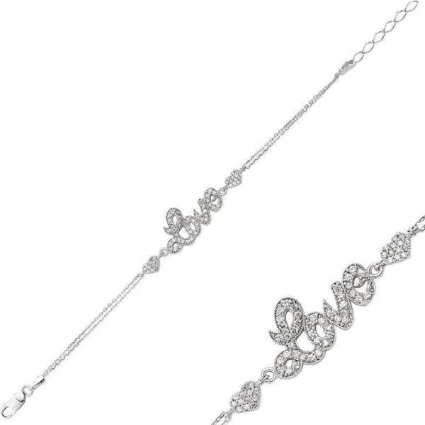 Himarry 925 Ayar Gümüş Kalpli Love Yazılı Bileklik - Image 1