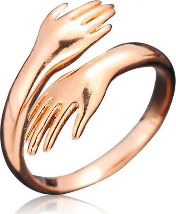 Himarry 925 Ayar Gümüş Rose Sarılan Eller Yüzük - Image 1