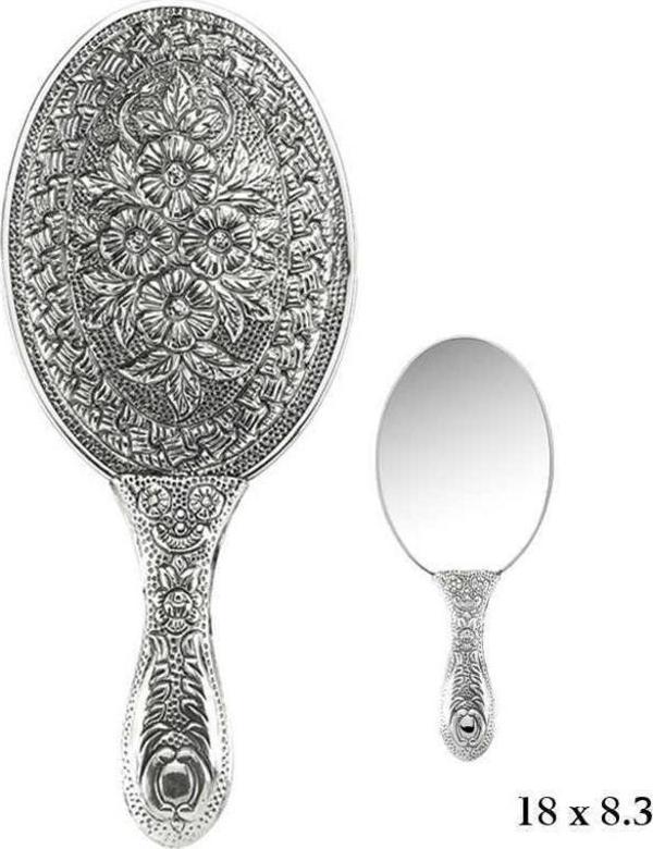 Himarry 925 Ayar Gümüş Papatya Desenli Gümüş El Aynası - Image 1