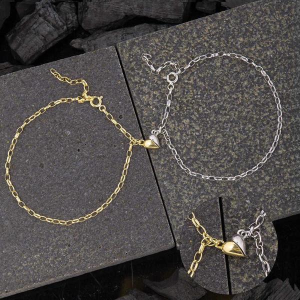 Himarry 925 Ayar Gümüş Rodyum Gold Çift Kalpli Aşk Bileklik - Image 1