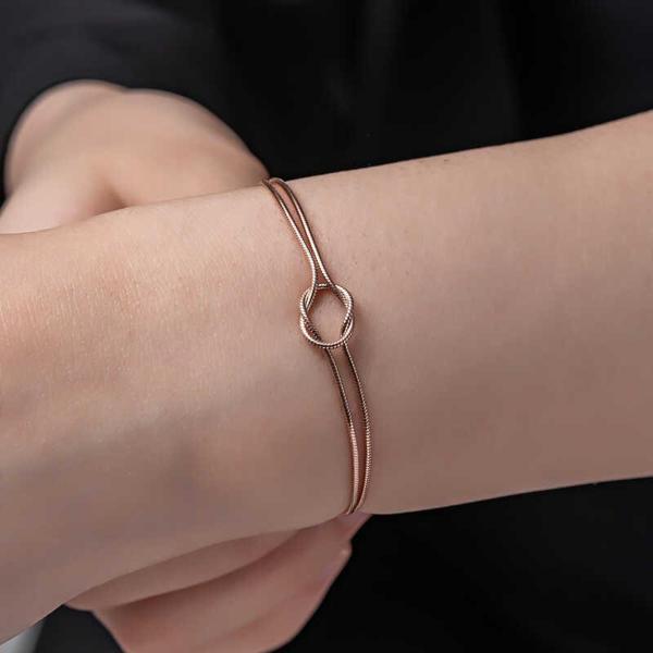 Himarry 925 Ayar Gümüş Rose Aşk Düğüm Kadın Bileklik - Image 1